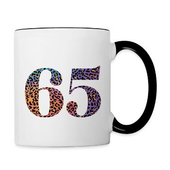 65th Birthday Leopard - Contrasting Mug - white/black - Right