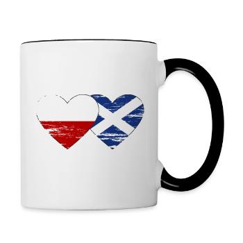 Poland Scotland Flag Heart Used - Contrasting Mug - white/black - Right