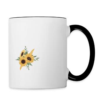 Lettre g floral tournesol - Mug contrasté - blanc/noir - Droite