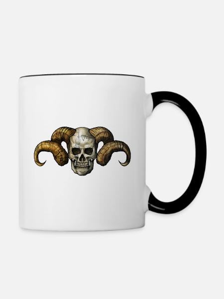 Teufel Schädel - Tasse zweifarbig - Weiß/Schwarz