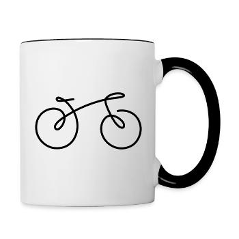 Vélo à roues de vélo (couleur changeable, personnaliser) - Mug contrasté - blanc/noir - Droite