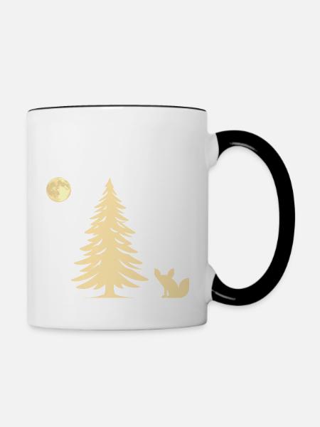 Fuchs im Wald - Geschenkidee - Tasse zweifarbig - Weiß/Schwarz