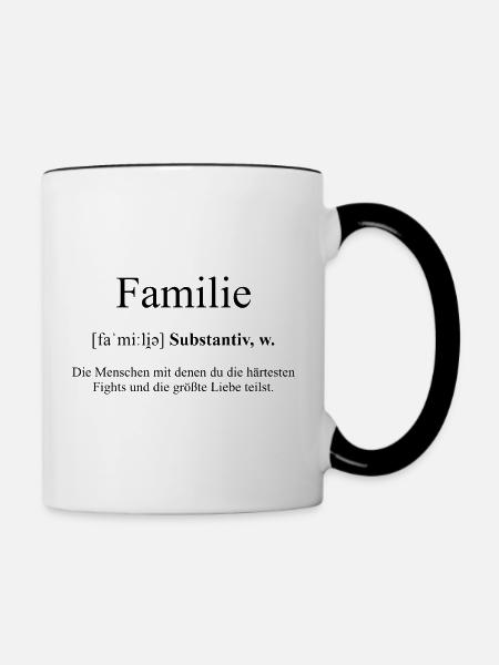 Familie Definition Dictionary - Tasse zweifarbig - Weiß/Schwarz