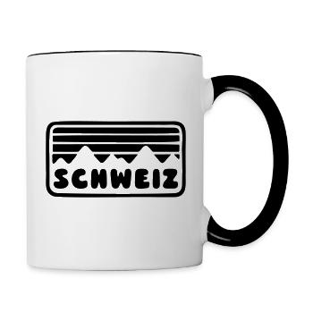 Schweiz Alpen Retro Schriftzug Design - Tasse zweifarbig - Weiß/Schwarz - Rechts
