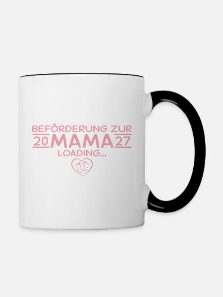 Beförderung zur Mama 2027 – Loading - Tasse zweifarbig - Weiß/Schwarz