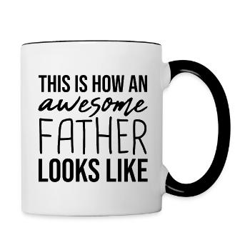 Awesome Father - Toller Vater Papa - schwarz - Tasse zweifarbig - Weiß/Schwarz - Rechts