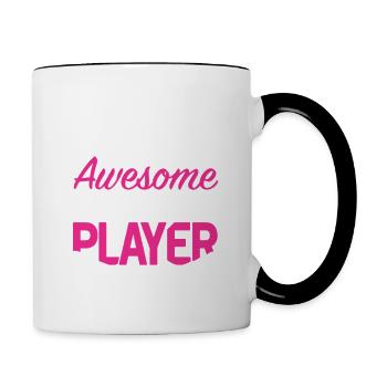 Fière maman de hockey sur glace, cadeau des meilleures mères - Mug contrasté - blanc/noir - Droite