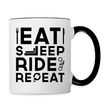 Mangez le sommeil répétez le cadeau drôle de motard frais - Mug contrasté - blanc/noir - Droite