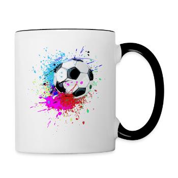 Colorful soccer splash design - Contrasting Mug - white/black - Right
