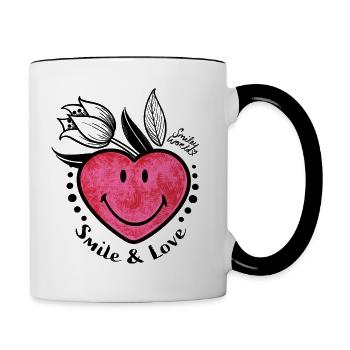 SmileyWorld_Tattoo cœur - Mug contrasté - blanc/noir - Droite