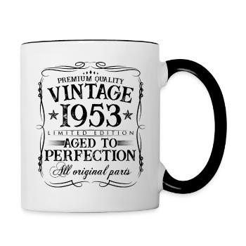1953 vintage 70 years birthday gift - Contrasting Mug - white/black - Right