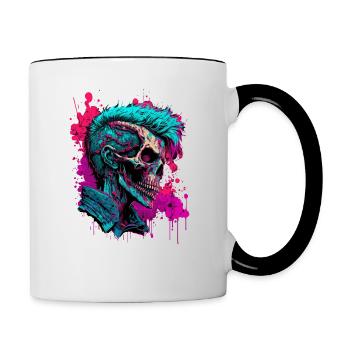 Rave Zombie Skull - Contrasting Mug - white/black - Right