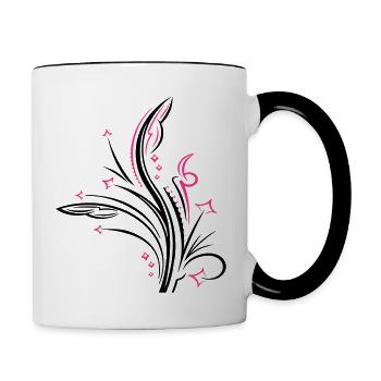 Ornement, Fantaisie - Mug contrasté - blanc/noir - Droite