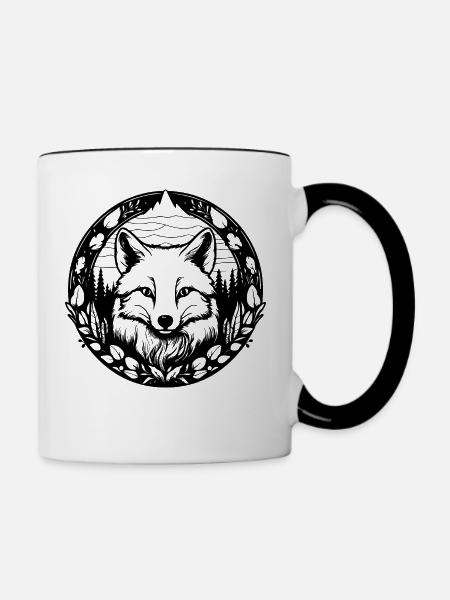 Fox - Tasse zweifarbig - Weiß/Schwarz