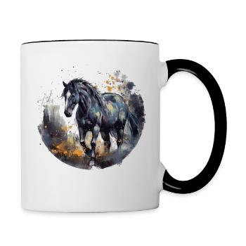 Pferd - Tasse zweifarbig - Weiß/Schwarz - Rechts