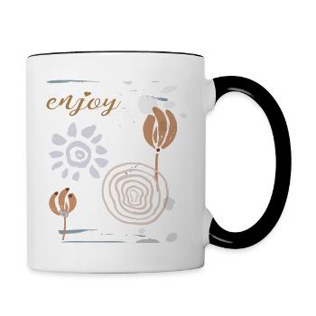 Plaisir, Fantaisie, Ornement - Mug contrasté - blanc/noir - Droite