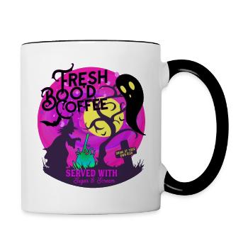Fresh boo'd coffee Halloween coffee witch witch - Contrasting Mug - white/black - Right