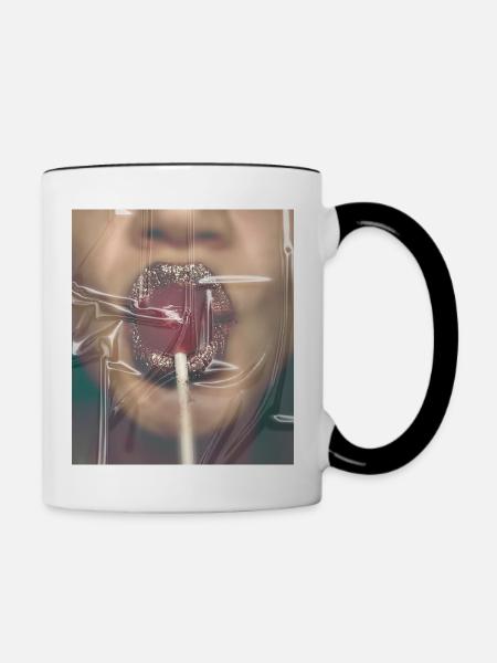 Lolli lippen Glitzer - Tasse zweifarbig - Weiß/Schwarz