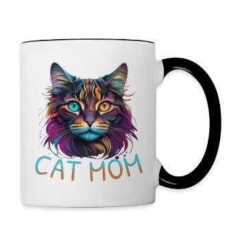 Cat Mom - Contrasting Mug - white/black - Right