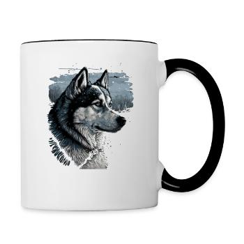 Husky Dog - Tasse zweifarbig - Weiß/Schwarz - Rechts