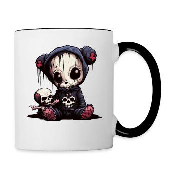 Ours en peluche Emo mignon - Mug contrasté - blanc/noir - Droite
