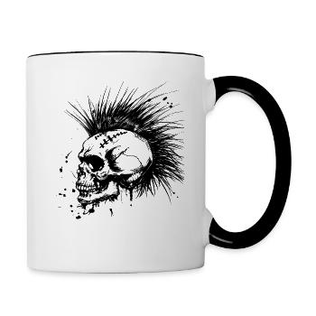 Horror Punk Zombie Mohawk - Tasse zweifarbig - Weiß/Schwarz - Rechts