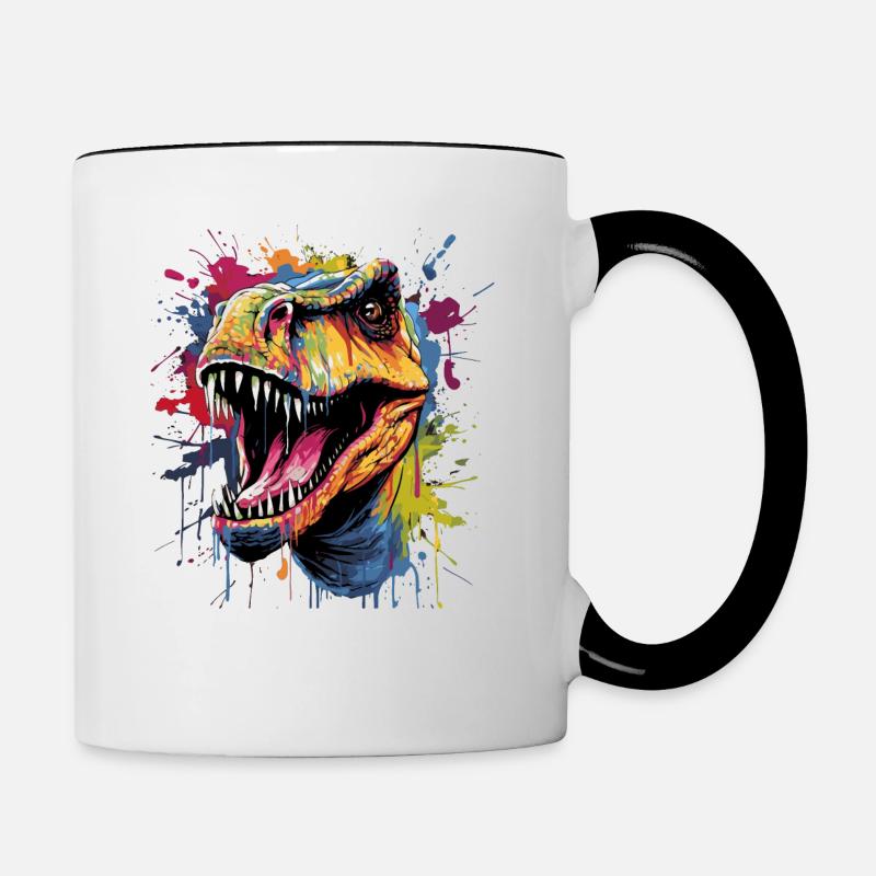 T-Rex Dinosaurier - Tasse zweifarbig - Weiß/Schwarz