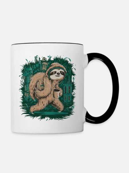 sloth jungle walk - Tasse zweifarbig - Weiß/Schwarz