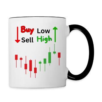 Buy Low Sell High Geschenkidee Trader Broker Forex - Tasse zweifarbig - Weiß/Schwarz - Rechts