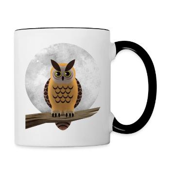 Hibou Lunaire - Mug contrasté - blanc/noir - Droite