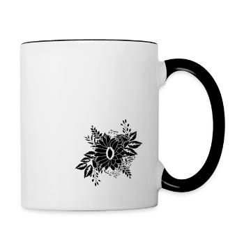 Number 4 Black Floral -4th Floral Anniversary - Contrasting Mug - white/black - Right