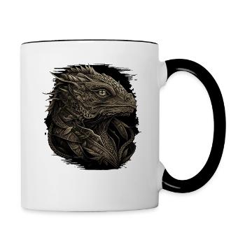Bartagame Kleiner Drachen - Tasse zweifarbig - Weiß/Schwarz - Rechts