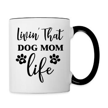 Vivez cette vie de maman chien - Mug contrasté - blanc/noir - Droite