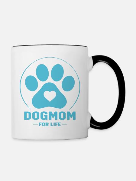 Dog mom for life - Contrasting Mug - white/black