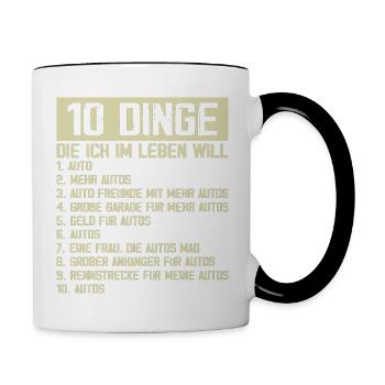 Tournevis de réglage de voiture - Mug contrasté - blanc/noir - Droite