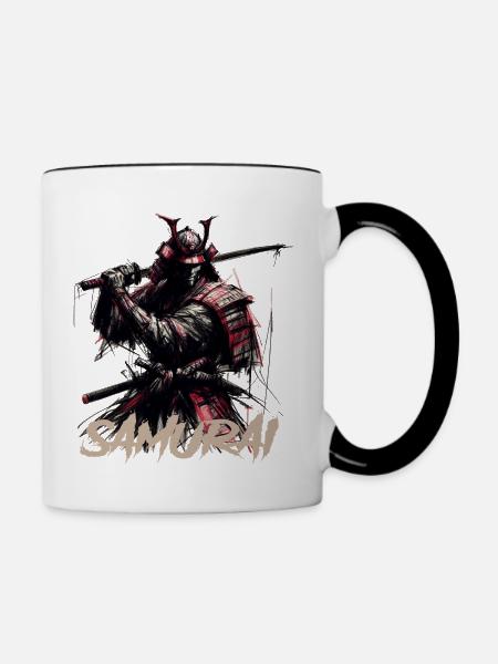 Samurai - Tasse zweifarbig - Weiß/Schwarz