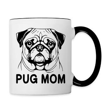 Mops Mom - Tasse zweifarbig - Weiß/Schwarz - Rechts