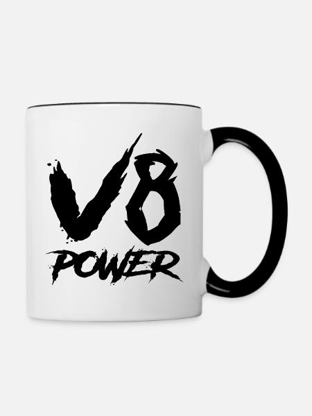 V8-Leistung - Tasse zweifarbig - Weiß/Schwarz