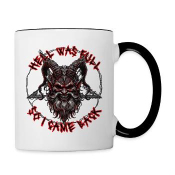 Satanist Baphomet Satanismus  - Tasse zweifarbig - Weiß/Schwarz - Rechts