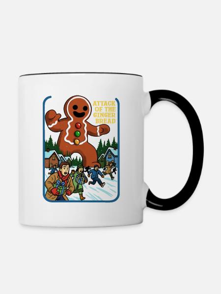 Angriff des Lebkuchens - Tasse zweifarbig - Weiß/Schwarz