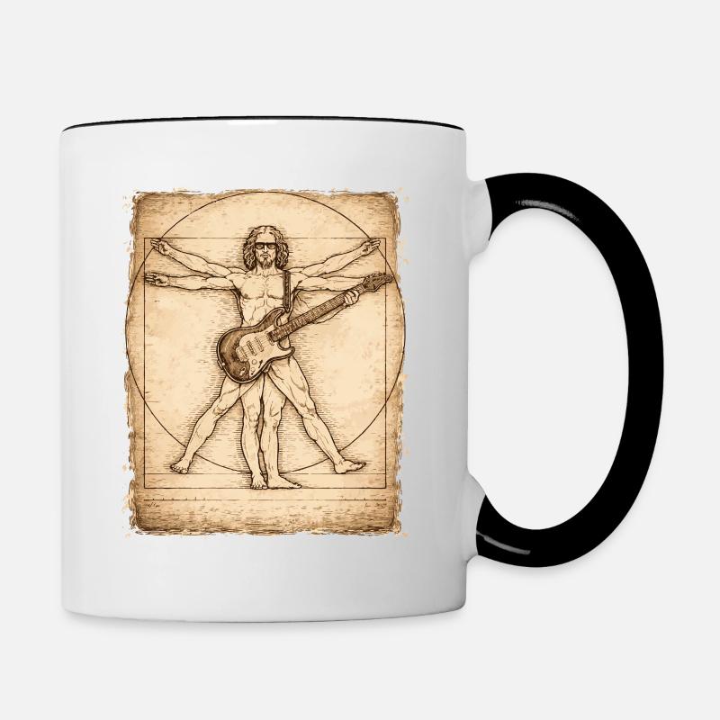 Conception du guitariste rockeur Vitruvian - Mug contrasté - blanc/noir