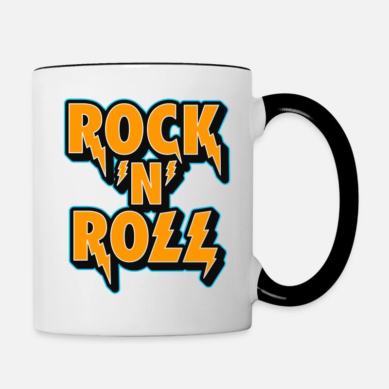 Rock 'N' Roll Typographic 3D Logo - Contrasting Mug - white/black