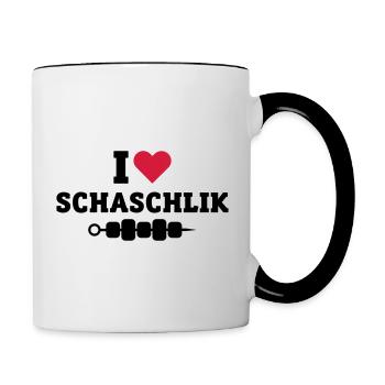 I Love Shashlik - Schaschlyk meat skewers Russian - Contrasting Mug - white/black - Right