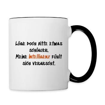Lüg bitte schlauer - Tasse zweifarbig - Weiß/Schwarz - Rechts