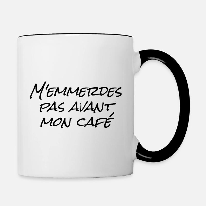 M'emmerdes pas avant mon café - Mug contrasté - blanc/noir
