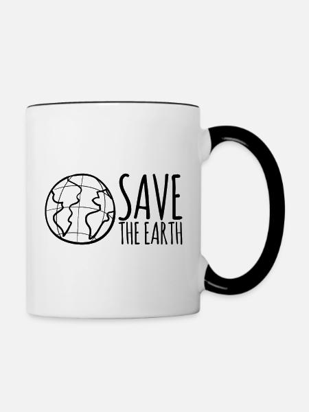 Save The Earth - Tasse zweifarbig - Weiß/Schwarz