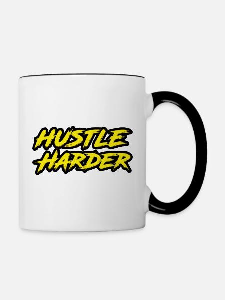 Hustle Harder - Tasse zweifarbig - Weiß/Schwarz