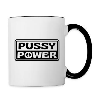 PUSSY POWER - Tasse zweifarbig - Weiß/Schwarz - Rechts