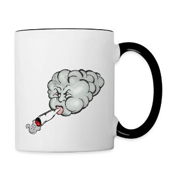 stoned cloud - bekiffte Wolke - Tasse zweifarbig - Weiß/Schwarz - Rechts