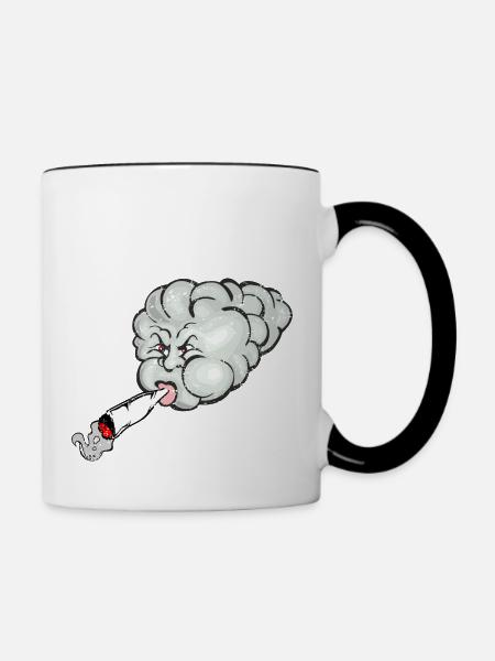 stoned cloud - bekiffte Wolke - Tasse zweifarbig - Weiß/Schwarz